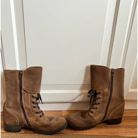 Fly London LOGGER suede lace-up  boots Distressed Brown size 38euro/8 Moto Boots - Picture 3 of 11